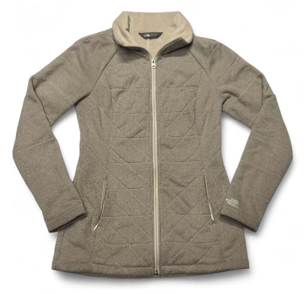 The North Face Caroluna Quilted Fleece Jacket Size S Gray Full Zip